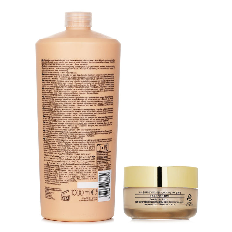 Kerastase Kerastase Curl Manifesto Bain Hydratation Douceur Shampoo Gentle Creamy Shampoo - For Curly, Very Curly &amp; Coily Hair (Salon Size) 1000ml X Ottie Gold Prestige Resilience Lifting Eye Contour 30ml  2pcs
