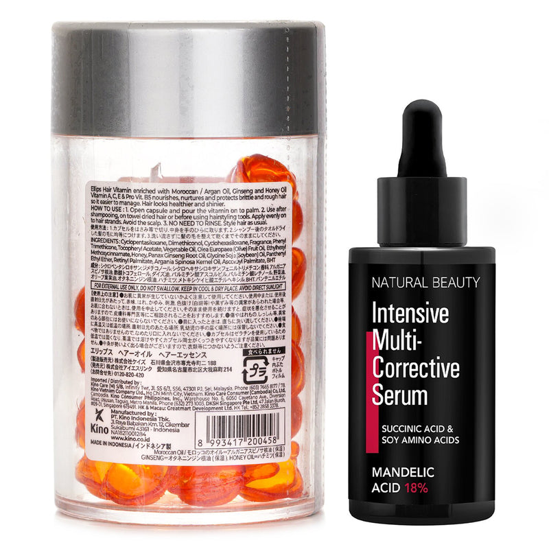 Ellips Ellips Hair Vitamin Oil - Hair Vitality 50capsules x1ml X Natural Beauty Intensive Multi-Corrective Serum - Mandelic Acid 18% (Exp Date: 12/2025) 35ml  2pcs