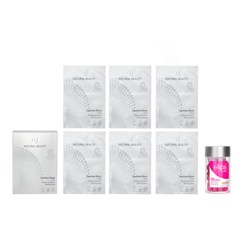 Ellips Ellips Hair Vitamin Oil - Hair Treatment 50capsules x1ml X Natural Beauty r-PGA Deep Hydration Moisturizing Cushion Mask (Exp Date: 01/2026) 6x 20ml  2pcs