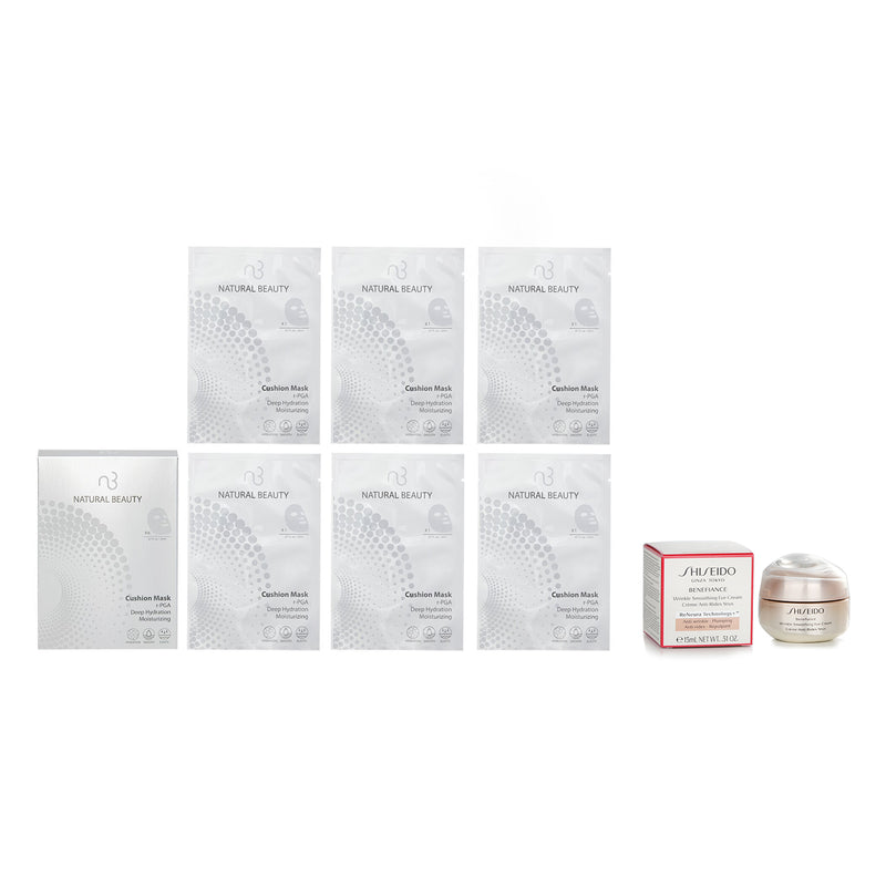 Shiseido Shiseido Benefiance Wrinkle Smoothing Eye Cream 15ml X Natural Beauty r-PGA Deep Hydration Moisturizing Cushion Mask (Exp Date: 01/2026) 6x 20ml  2pcs