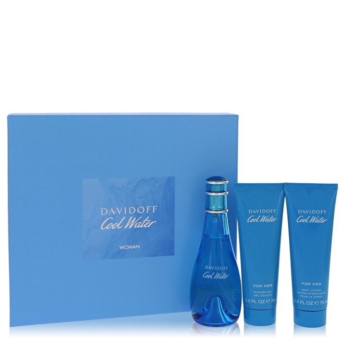 Davidoff Cool Water Gift Set - Eau De Toilette Spray + Body Lotion + Shower Breeze 2.5 oz