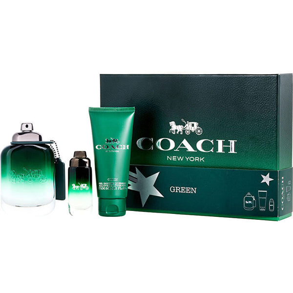 Coach Green Eau De Toilette Spray 100ml/3.3oz & Shower Gel 100ml/3.4oz & Eau De Toilette Spray 15ml/0.5oz