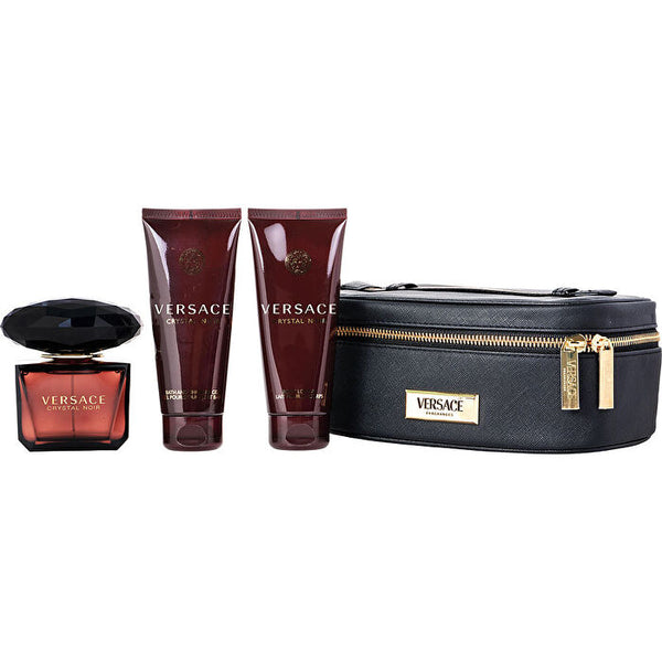 Versace Versace Crystal Noir For Women - 4 Pc Gift Set Eau De Parfum Spray 90ml/3.4oz Body Lotion 90ml/3.4oz Shower Gel Beauty Case 90ml/3oz