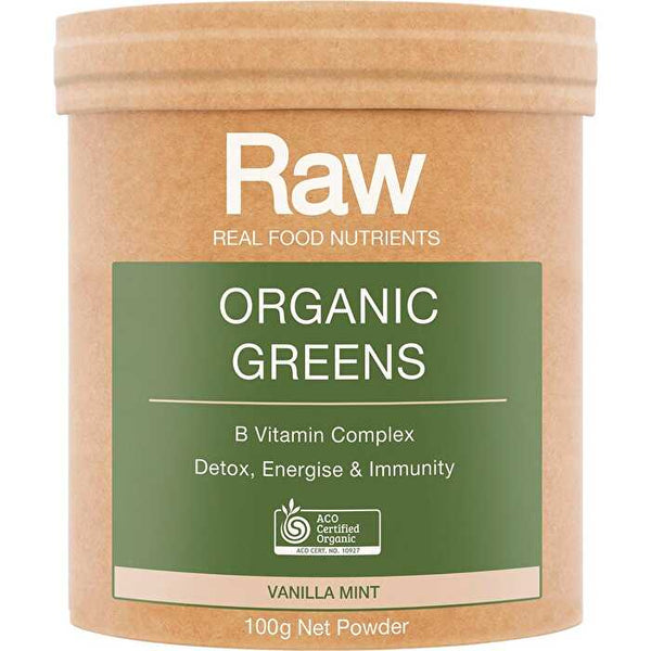 Amazonia Raw Organic Greens Vanilla Mint 100g