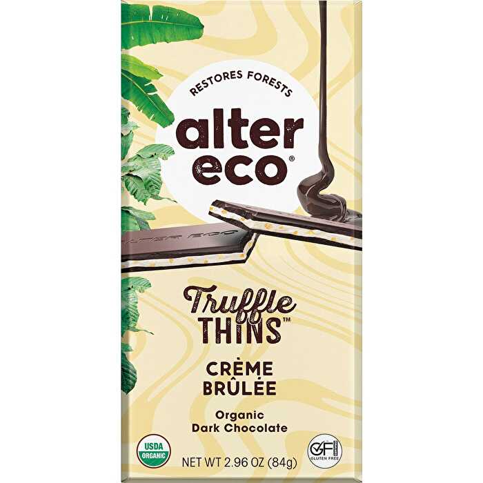 Alter Eco Chocolate Organic Creme Brulee Dark Truffle Thins 12x84g