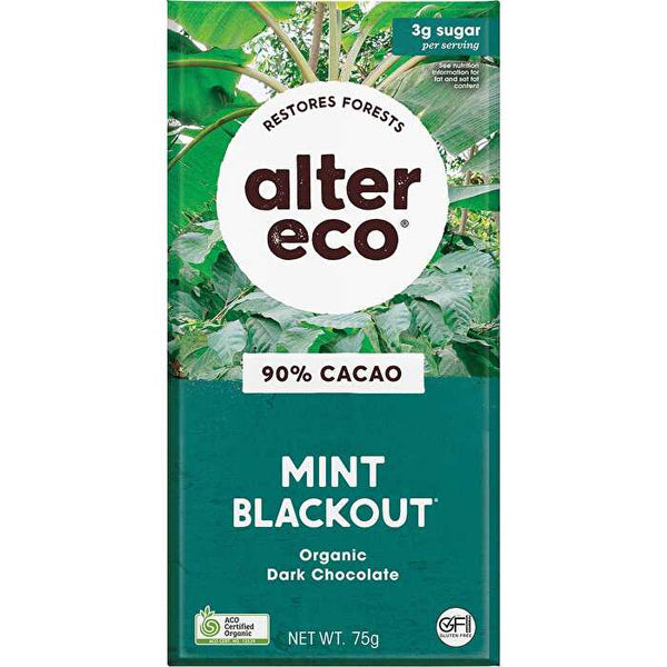 Alter Eco Chocolate Organic Dark Mint Blackout 12x75g