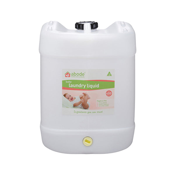Abode Cleaning Products Abode Laundry Liquid (Front & Top Loader) Baby (Fragrance Free) Drum with Tap 15000ml