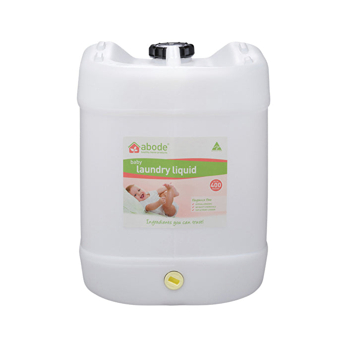 Abode Cleaning Products Abode Laundry Liquid (Front & Top Loader) Baby (Fragrance Free) Drum with Tap 15000ml