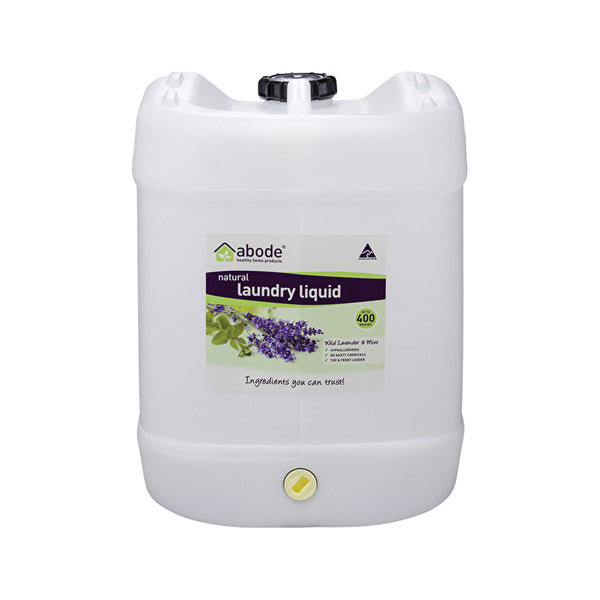 Abode Cleaning Products Abode Laundry Liquid (Front & Top Loader) Wild Lavender & Mint Drum with Tap 15000ml