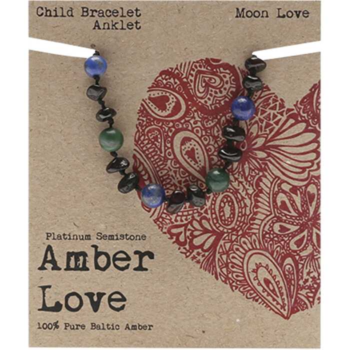 Amber Love Children's Bracelet/Anklet 100% Baltic Amber Moon 14cm