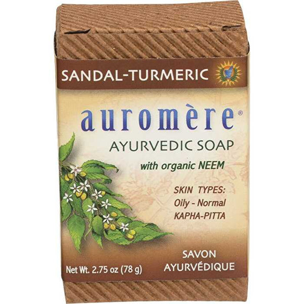 Auromere Neem Soap Ayurvedic Sandal Turmeric 12x78g