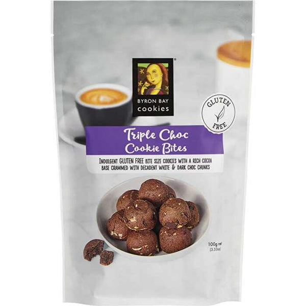 Byron Bay Cookies Gluten Free Cookie Bites Triple Choc Fudge 6x100g