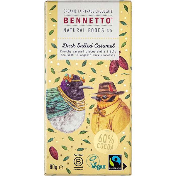 Bennetto Organic Dark Chocolate Dark Salted Caramel 12x80g