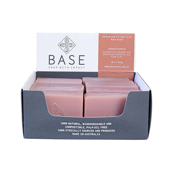 Base (cap And Dutch) Base Soap Bar Geranium And Pink Clay (raw Bar) 120g X 10