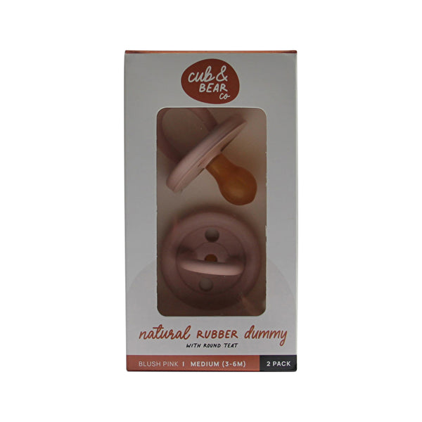 Cub And Bear Co Cub & Bear Co Natural Rubber Dummy Round Teat Medium (3-6 Months) Blush Pink Twin Pack