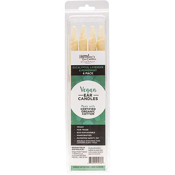 Harmony's Ear Candles Vegan Ear Candles Eucalyptus, Lav & Peppermint 4pk