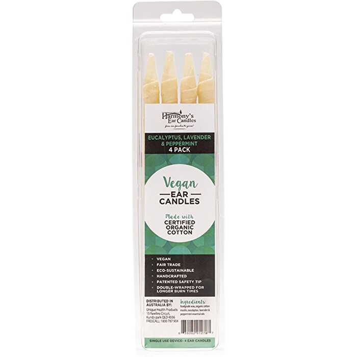 Harmony's Ear Candles Vegan Ear Candles Eucalyptus, Lav & Peppermint 4pk