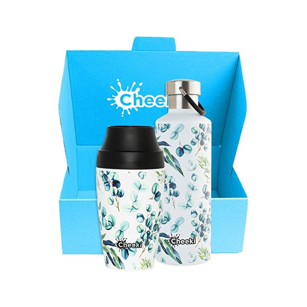 Cheeki Gift Box Watercolour (Includes Insulated Bottle + Insulated Coffee Mug 350ml) 600ml