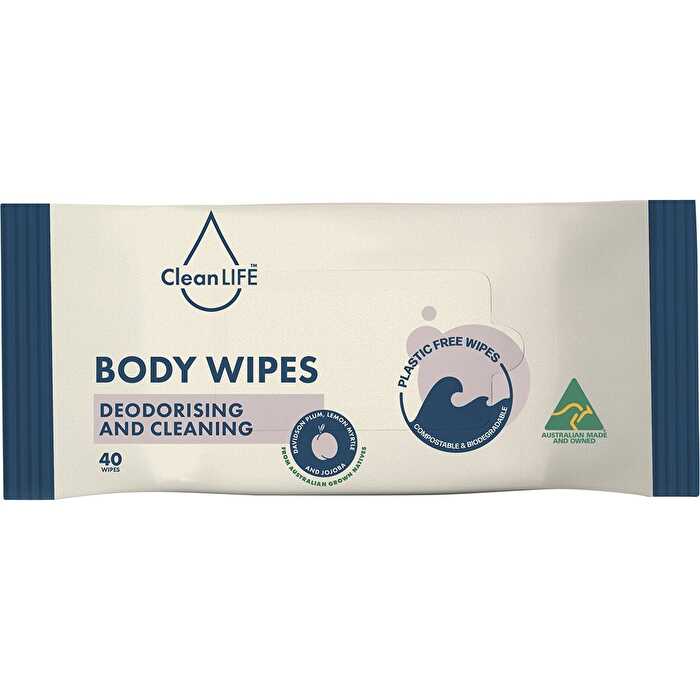 Cleanlife Body Plastic Free Wipes Deodorising and Cleaning 40pk