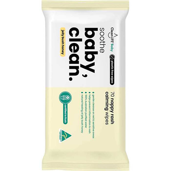 Cleanlife Baby Clean Soothe Flushable Plastic Free Wipes 70pk