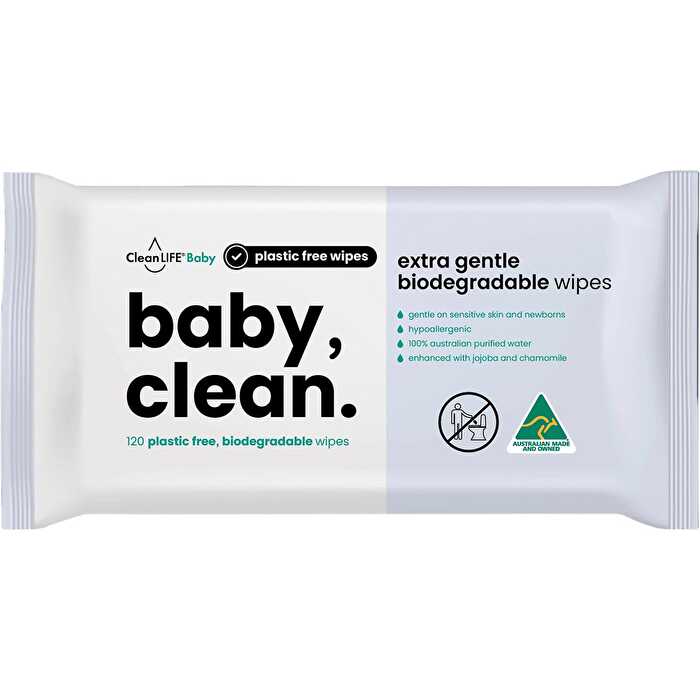 Cleanlife Baby Clean Extra Gentle Plastic Free Wipes 120pk