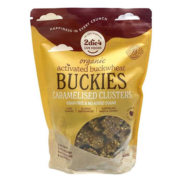 2die4 Live Foods Organic Activated Buckies Caramelised Clusters 400g