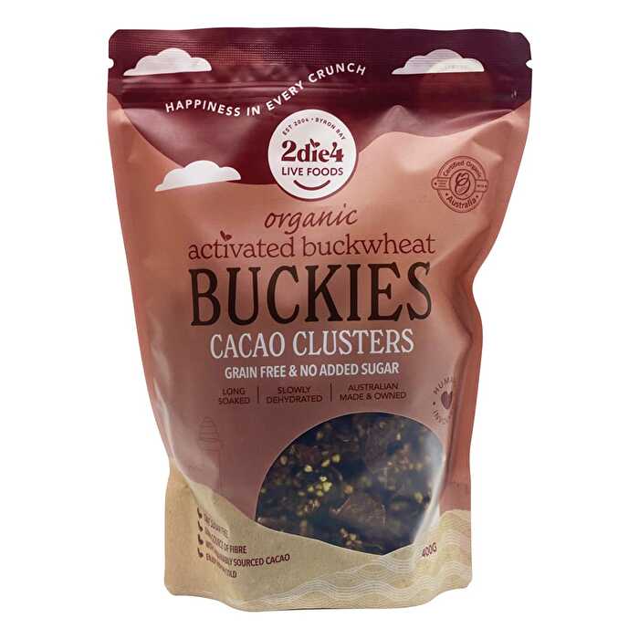 2die4 Live Foods Organic Activated Buckies Cacao Clusters 400g