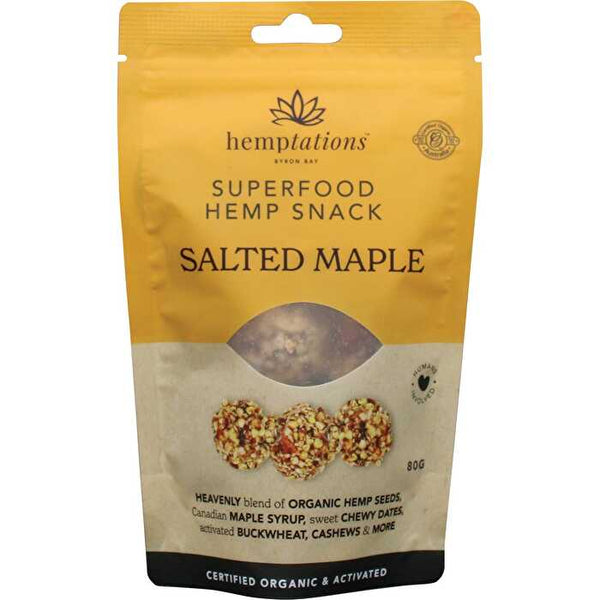 2die4 Live Foods Hemptations Superfood Hemp Snack Salted Maple 80g