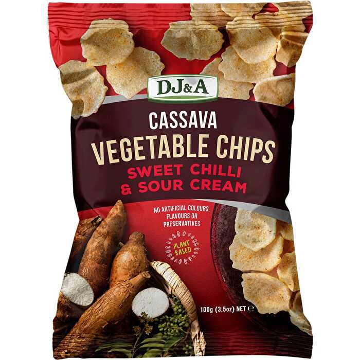 Dj&a Cassava Vegetable Chips Sweet Chilli & Sour Cream 5x100g