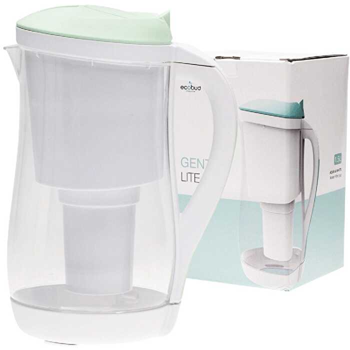 Ecobud Gentoo Plastic Water Filter Jug Aqua & White 1500ml