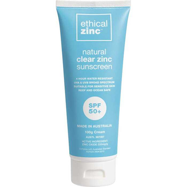 Ethical Zinc Natural Clear Zinc Sunscreen SPF 50+ 100g