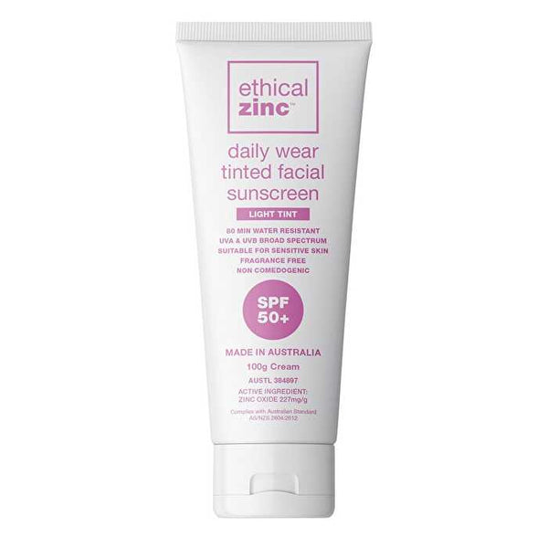 Ethical Zinc Daily Wear Tinted Facial Sunscreen Light Tint SPF 50+ 100g