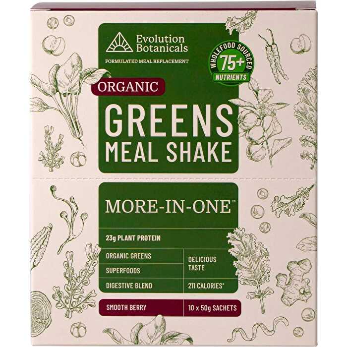 Evolution Botanicals Organic Greens Meal Shake Smooth Berry 10x50g