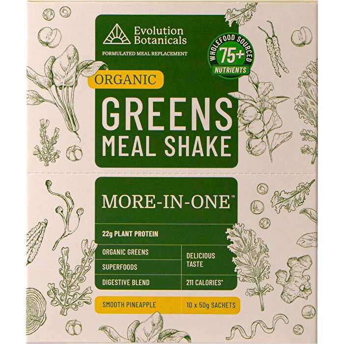 Evolution Botanicals Organic Greens Meal Shake Smooth Pineapple 10x50g