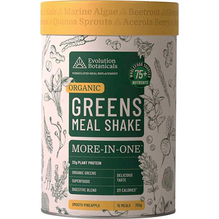 Evolution Botanicals Organic Greens Meal Shake Smooth Pineapple 750g