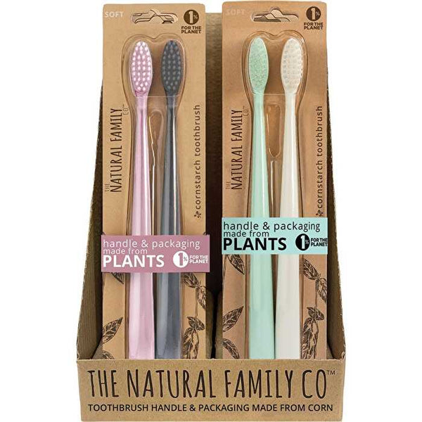 Nfco. Bio Toothbrush (Twin Pack) Soft - Assorted Colours 8x2pk