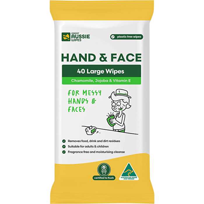 Great Aussie Wipes Hand & Face Large Wipes 40pk