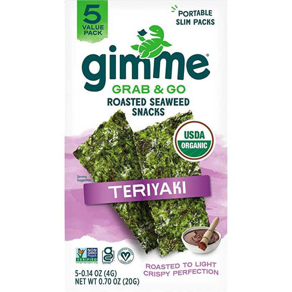 Gimme Roasted Seaweed Snacks Grab & Go Teriyaki 5x4g