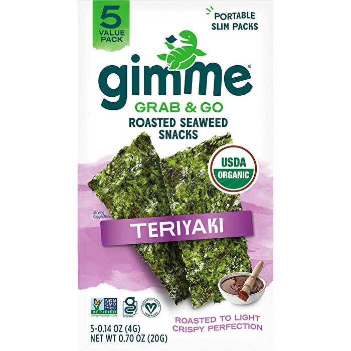 Gimme Roasted Seaweed Snacks Grab & Go Teriyaki 5x4g