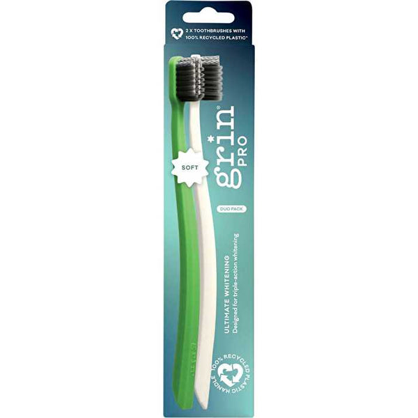 Grin Pro Ultimate Whitening Toothbrush Soft White, Green 8x2pk