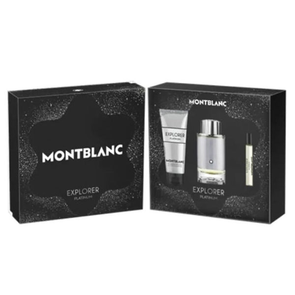 Mont Blanc Explorer Platinum 3pc Set - Eau De Parfum & Eau De Parfum Travel Spray & Shower Gel 100ml 7.5ml