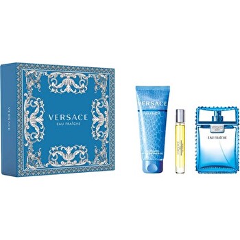 Versace Man Eau Fraiche 3pc Set - Eau De Toilette & Travel Spray 10ml & Shower Gel 150ml 100ml