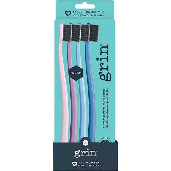 Grin 100% Recycled Toothbrush Medium Purple 8x4pk