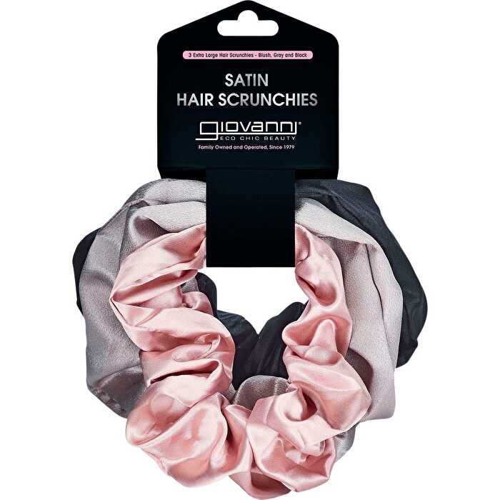 Giovanni Satin Hair Scrunchies Blush, Grey, Black Extra large 3pk