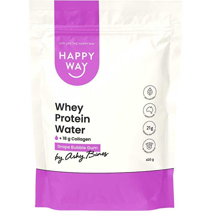 Happy Way HAPPY WAY Ashy Bines Whey Protein Water Grape Bubble Gum 420g