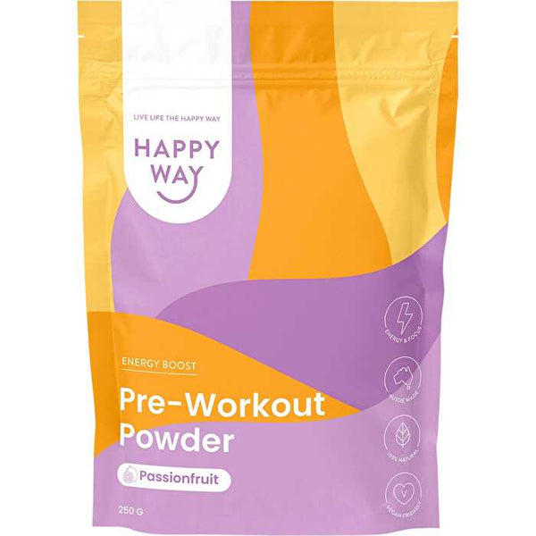 Happy Way Pre-Workout Powder Passionfruit 250g