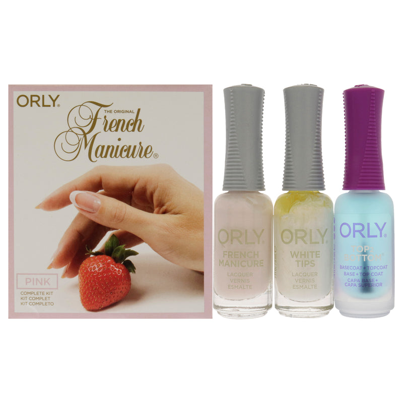 Orly The Original French Manicure Kit Pink by Orly for Women - 4 Pc Kit 0.3oz Top2 Botton Base Coat Plus Topcoat, 0.3oz Nail Lacquer - White Tips, 0.3oz Nail Lacquer - Pink Nude, Tip Guides - White