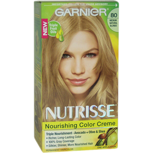 Garnier Nutrisse Nourishing Color Creme - 80 Medium Natural Blonde by Garnier for Unisex - 1 Application Hair Color