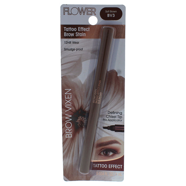 Flower Beauty Brow Vixen Tattoo Effect Brow Stain - BV3 Soft Brown by Flower Beauty for Women - 0.034 oz Eyebrow