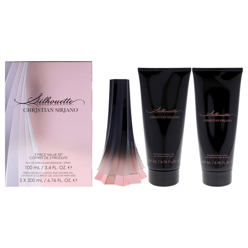 Christian Siriano Silhouette by Christian Siriano for Women - 3 Pc Gift Set 3.4oz EDP Spray, 6.7oz Body Lotion, 6.7oz Shower Gel